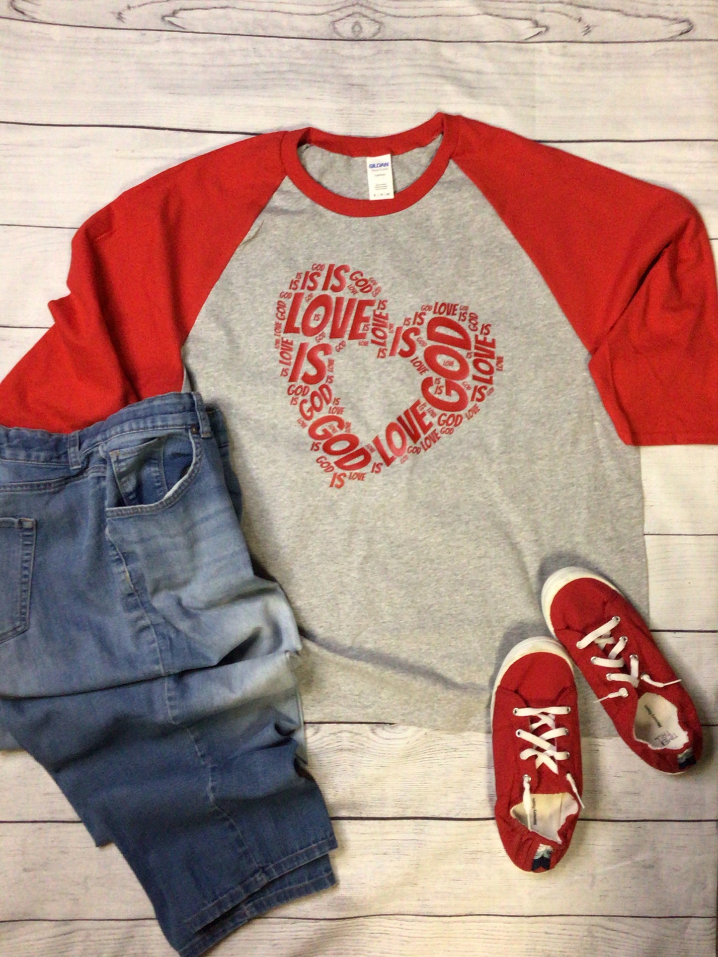 “God is Love” in a heart t-shirt